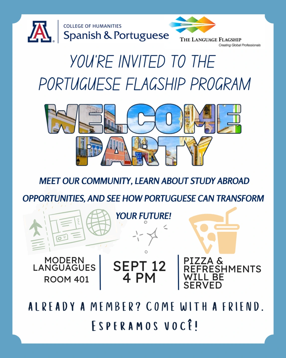 flyer for the welcome party sep 12 4 pm